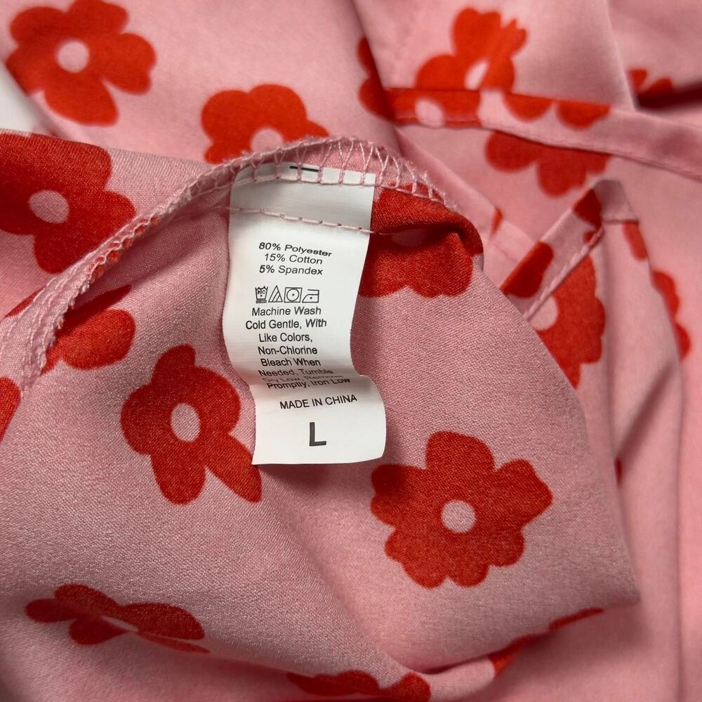 Satin Pink & Red Floral Miniskirt - Picture 7 of 7